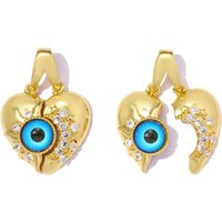 3pcs/Lot Copper Zircon Evil Eye Heart DIY Charms Horseshoe Buckle Connector Necklace Pendants Woman Sun Angel Jewelry Wholesale