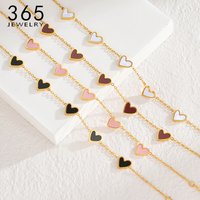 365 Fashion Simple Heart Charms Stainless Steel Gold Color Bracelets For Women Girls Link Chains Birthday Party Gift