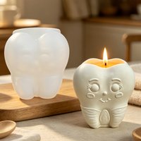 Smiling face relief teeth succulent plant flowerpot resin silicone mold cute teeth candle cup mixed gypsum molds Halloween gift