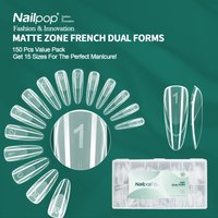 Nailpop Almond Matte Dual Nail Forms 15 Sizes Ultra Tough Professional Easy Reusable Acrylic Gel Extension Salon Home Art 150pcs