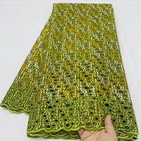 High-end 100% Cotton Lace Fabric with Stones 5yard Swiss Embroidery Lace Fabric Nigerian Embroidery Materials TV5-1229-1