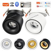 Plafonnier LED COB à intensité variable Zigbee 3.0, rotatif à 360 degrés, AC85-265V 10W/12W/18W AC85V-285V, plafonnier LED encastrable et pliable