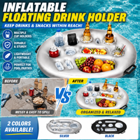 Slots Inflatable Floating Pool Bar Tray Beverage Fruit Snack Organizer With Side Handles For Swimming Pool Water Entertainment