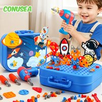 Dinosaur Drilling Children complete tool kit Electric Drill Screw Nut Career Role Play Toys Pretend Play Educational Toys Kids