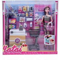 New 30cm Doll Mall Shopping Cart Automatic Cashier Kitchen Food Kitchenware Toy House Accessories Children Toy Girl Set Gift