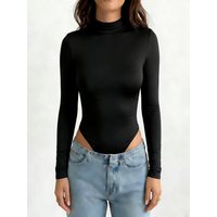 Women's long-sleeved plus-size one-piece dress - fashionable basic style tight-fitting garment - dance outfit one-piece pants