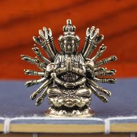 Brass Statue of Cundi Buddha, Guanyin Handmade Solid Cast Altar Statue for Home Temple Decor, Buddhist Gift
