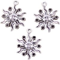 15pcs Charms Sun Sunlight Sunshine 24x18mm Antique Silver Color Pendants Making DIY Handmade Tibetan Finding Jewelry