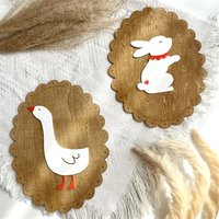 Nordic Wooden Goose Rabbit Wall Oranments Kids Room Decoration Wood Bunny Wall Art Crafts Farmhouse Decor Nursery Photo Props