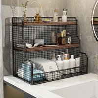 3-layer metal storage rack, suitable for countertop shelves with mesh shelves, suitable for cabinets, kitchens, and bathrooms