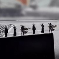 6Pcs/set Model Mini Chinese Swordsman Figure Cartoon Ancient Car Statue Ornament Exquisite Swordsman Miniatures Interior Decor