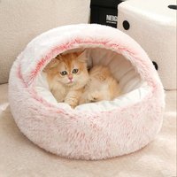 Cozy Plush Shell Cat Nest Semi-Enclosed Warm Pet Bed for Winter and All Seasons