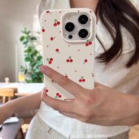 For iPhone 17 16 15 14 13 12 11 Pro Max CaseCute Cartoon Cherry Lichee Pattern Silicone Cover For iPhone XS Max XR 16 Plus Funda