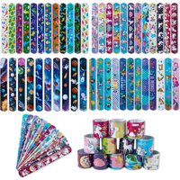 10pcs Cartoon Slap Bracelets Unicorn Dinosaur Mermaid Pat Ring Bracelets Slap Band Toy For Boys Girls Kids Birthday Party Favor