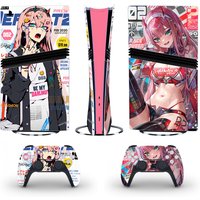 Anime Cute Girl Zero Two PS5 Pro Digital Skin Sticker Decal for Console and 2 Controllers PS5 Pro Skin Vinyl