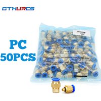 50 pcs Raccords Pneumatiques PC Raccord Rapide D'air PC4-M5 PC6-01 PC6 1/8 "1/4" 3/8 "1/2" Filetage Mâle Raccord Rapide Raccord En Laiton