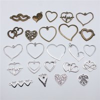 10pcs Hollow Hearts Connector For Jewelry Making Hollow Hearts Charms DIY Handmade Tibetan Finding Jewelry