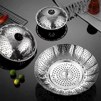 Stainless Steel Multi-Functional Steamer Basket, Home Use Steam Rack, Foldable Water Retainer, Cooking & Food Preparation