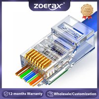 ZoeRax RJ45 CAT6 Pass Through Connectors - 15μ Gold Plated 8P8C Modular Ethernet Network Cable Plug End for Cat6 Cat5e