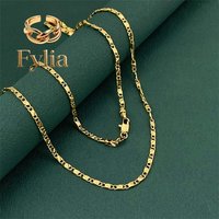 Fylia Jewelry Luxury 24K 9999 Pure Gold real gold Men's and women's 2mm flat chain chain length 40cm 45cm 50cm 55cm 60cm 65cm