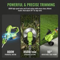CONENTOOL Electric Cordless Lawn Mower for Gardens and Patios; Cordless Garden Lawn Mower; Cutting Length 98-130 cm