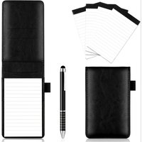 6-Pcs Mini Pocket Notepad Holder Set with 50 Lined Sheets, Metallic Pen, and 4-Piece 3 x 5-Inch Memo Book Refills