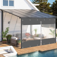 Waterproof Heavy-duty Tarp with Zip 650g/m² Transparent Tarpaulin Weatherproof Outdoor PVC Curtain for Porch Pergola Garage