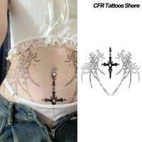 Dark Symmetrical Thorn Cross Herbal Juice Tattoo Stickers Fake Tatto Temporary Tattoos Festival Accessories Tatoo Waterproof Art