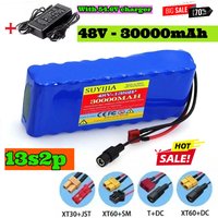 48V 30Ah 18650 Li-ion Battery, 13S2P for Electric Scooter M365 2000W Built-in BMS XT60+DC /T+DC Plug with Charger