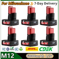 Bateria zamienna Turpow 6000mAh do Milwaukee M12 z ekranem LCD, narzędzie elektryczne 12V, 48-11-2402 48-11-2411 48-11-2401, ładowalna