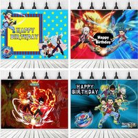 B-beyblade Burst Birthday Party Backdrop Cartoon Photography Background Poster Boys Kids Room Decor Anime Balloon Wall Banner