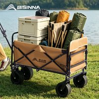 BISINNA Portable Camping Wagon Large Capacity Utility Folding Cart Outdoor Hiking Picnic Beach Shopping Trolley