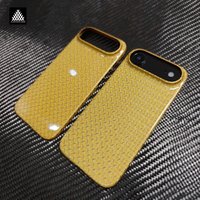 For iPhone Air Real Gold Carbon Fiber Case Super Light Slim Glossy Ultra Thin Luxury Protective Back Cover for iPhone 17 Air