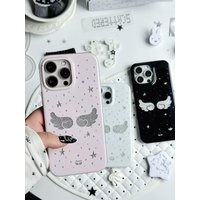 Korean Ins Simple Full Screen Star Wings Sparkling Pink Phone Case For IPhone 17 16 15 13 11 Pro Max Air 7 8 Plus MINI XR Cover