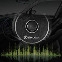 4Pcs 3D Aluminum Skoda Car Speaker Badge Stickers, Audio Stereo Emblem Decals for Octavia 3 Fabia Kodiaq Kamiq RS Accessories