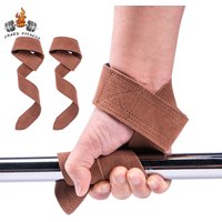Leather Weight Lifting Wrist Straps Pull-ups Bands Fitness Bodybuilding Training Gym Lifting Straps with Non Slip Cowhide Grip