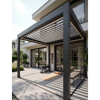 Garden Buildings Motorized Gazebo with LED Light Side Fence Screen Backyard Louvered Roof Outdoor Retractable Aluminium Pergolas