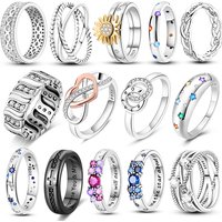 925 Silver Stars And Fireflies (Multiple Styles) Zircon Oxide Enamel Heart Love Ring Fashion Fine DIY Jewelry For Women Gift New