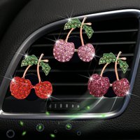 1Pcs Rhinestone Cherry Car Vent Clip - Cute Fruit-Shaped Air Freshener for Car AC Outlet, Aromatic Ornament for Vehicle Interior