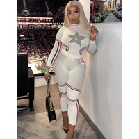 Weird Puss Stars Print 2 Piece Set Women Autumn o-Neck Full Sleeve Crop Tops+Leggings Matching Basic Streetwear Sporty Outfits