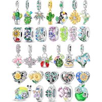 925 Sterling Silver Chameleon Charms Pendant CZ Zircon Bee Daisy Bluebell Dangle Fit Original Bracelet DIY Women Jewelry Gift
