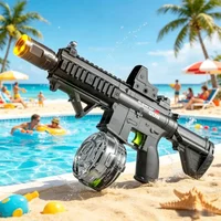 Simulated Firing and Recoil Electric Water Squirt Gun Children Led Light Flashing Automatic Water Guns with Smoke Toys for Kids