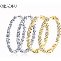 Silver Plated 39mm 18K Gold Circle Hoop Earrings For Women Fashion Wedding Jewelry Big Circle Hoop Earring