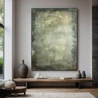 Grande peinture sur toile abstraite verte peinte à la main, Art abstrait minimaliste, grand Art mural contemporain, décoration murale moderne pour la maison
