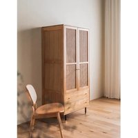 Rattan Solid Wood Wardrobe Bedroom Cabinet Storage Locker Double Door Hanging Wardrobe Storage Armario Bebe Armario Pasillo