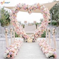 200CM Uflower Romantic Blush Dusty Pink Rose Artificial Flower Row for Pink Theme Wedding Backdrop Decor Home Party Table Decor