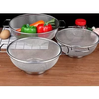 2pcs 21cm+24cm Stainless Steel Drain Basket Kitchen Basket with Handles, Vegetable Washing Basket, Rice Strainer, Strainer