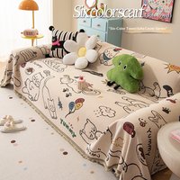 Home Living Room Sofas Blankets Anti Slip Sofa Cover With Tassel Couch Towel Large One Piece Double Sided Use Prevent Cat Scratc