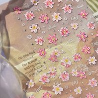 Metal New Chinese Nail Stickers DIY Pink Flowers Self Adhesive Nails Decorations Stickers Decals DIY Summer Flower Nail Stickers