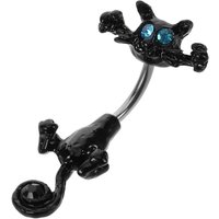 Stainless Steel Belly Button Ring Cute Cat Rhinestone Dangle Body Piercing Jewelry Comfortable Fit Fashionable Navel